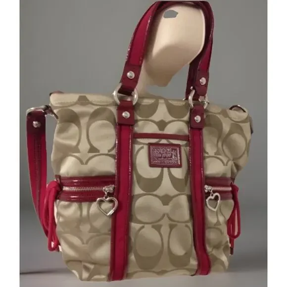 Coach Daisy Poppy Signature Red And Tan shoulder bag Y2K - Picture 2 of 16
